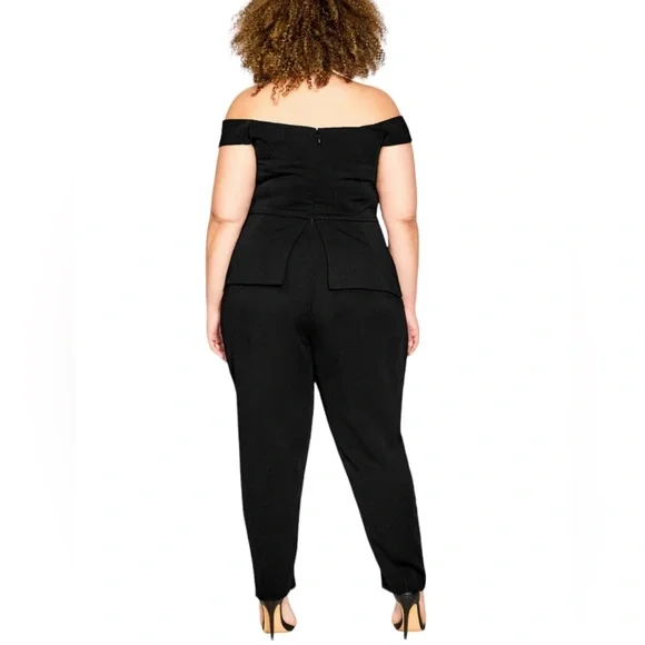 City Chic Sexy Tuxe  Jumpsuit Off The Shoulders - Picture 6 of 13